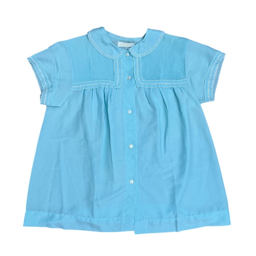 Vintage Barbizon Blue Lace Trim Pintuck Babydoll Nightgown Top Small Cottage